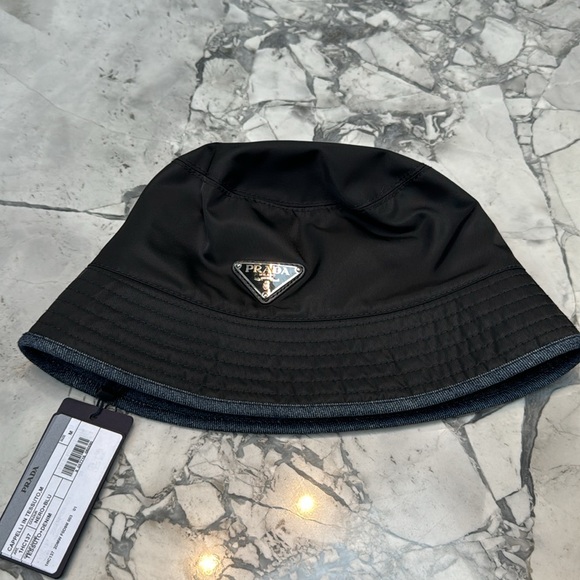 Prada Black Bucket Hat black nylon with denim medium - Picture 8 of 8